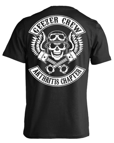 Geezer Crew Arthritis Chapter T-Shirt, Cotton, Black - American Legend Rider