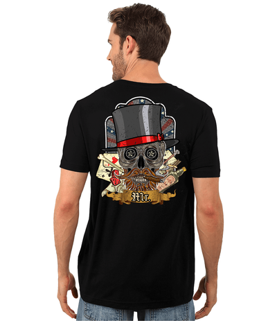 Poker Skull in a Hat T-Shirt, Cotton, Black - American Legend Rider