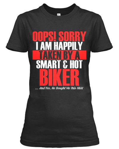 Women's Taken By A Smart & Hot Biker T-Shirt, Cotton & Polyester,Black - American Legend Rider