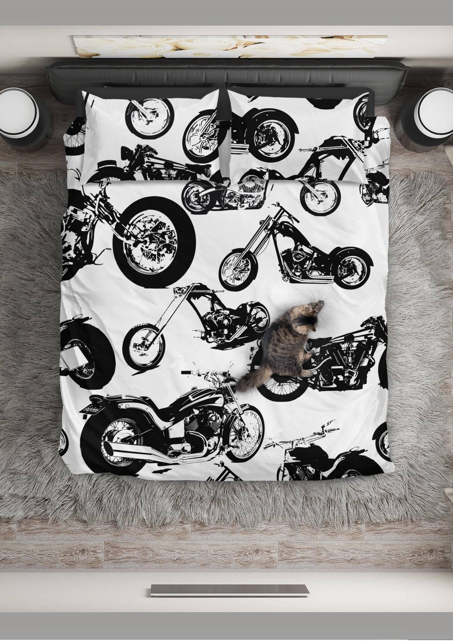 Seamless Motorbikes Bedding Set - American Legend Rider