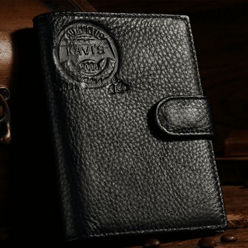 Kavi's Classic Leather Wallet w/ Hasp Closure, 4 x 5.5 in - American Legend Rider