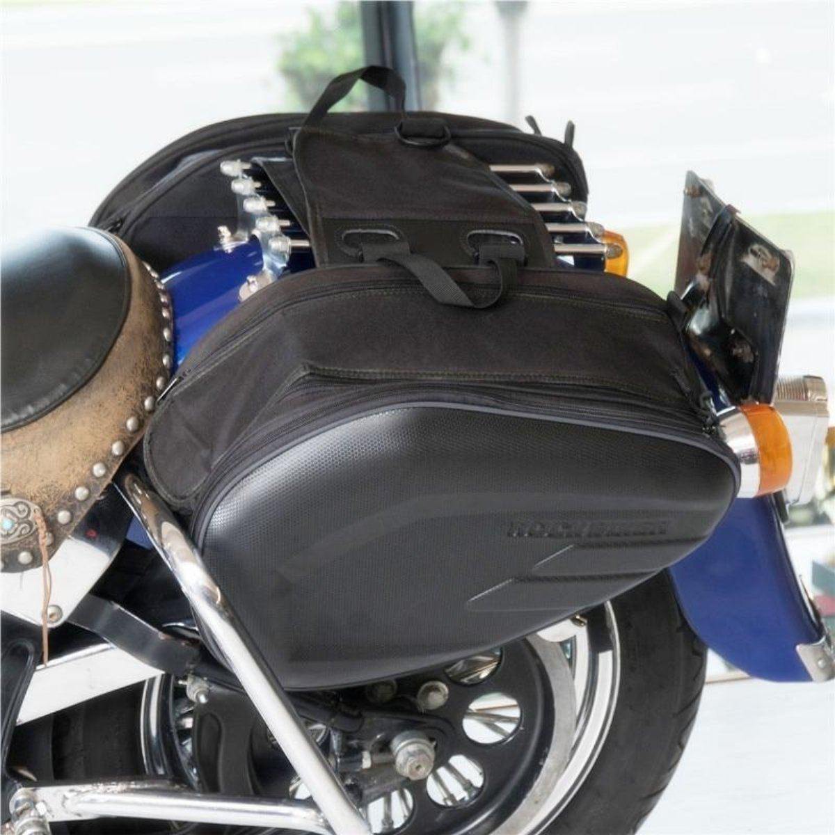 Motorcycle Saddle Bag, Waterproof, Black Oxford Cloth - American Legend Rider