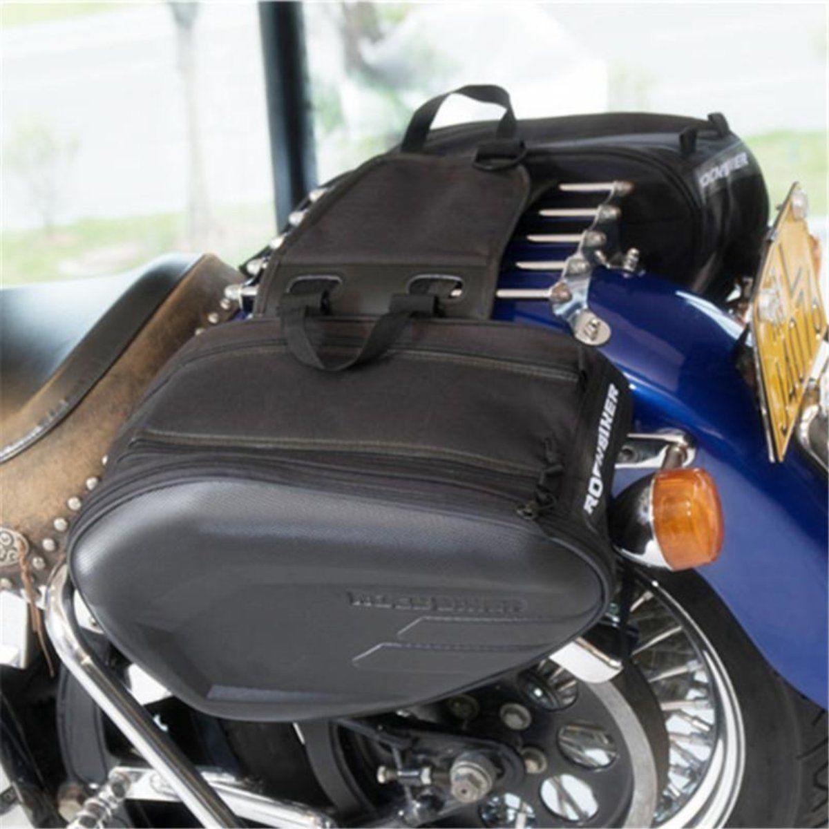 Motorcycle Saddle Bag, Waterproof, Black Oxford Cloth - American Legend Rider