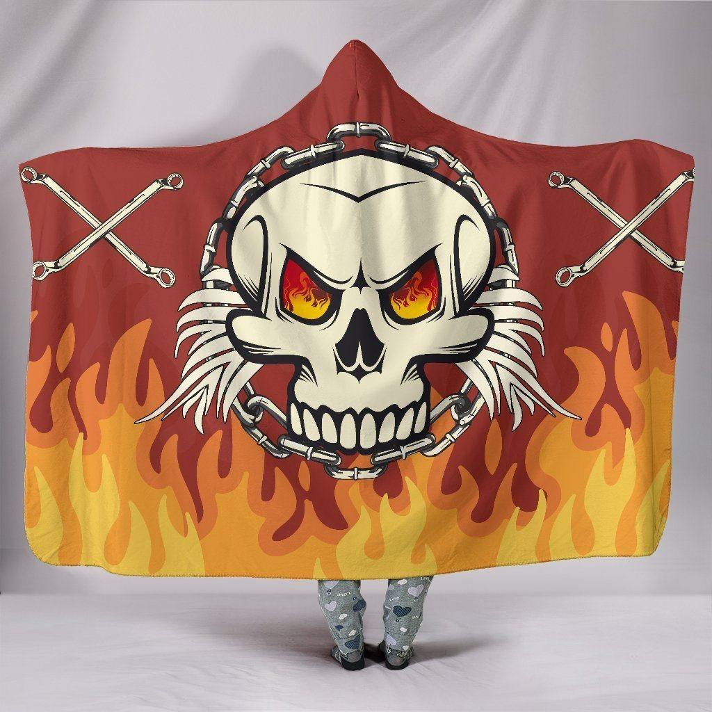 Fire Ball Skull Hooded Blanket - American Legend Rider