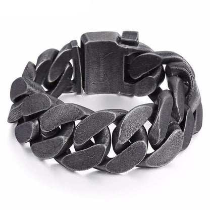 316L Stainless Steel/Enamel Big Boys Heavy Thick Chain Bracelet, 9" x 0.9", Gray - American Legend Rider