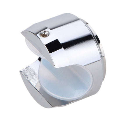A shiny, silver, cylindrical metal object made of premium-quality aluminum alloy with a screw on top, split open to reveal a hollow interior Motorcycle Handlebar Clock with Motorcycle Phone Mount Bundle.