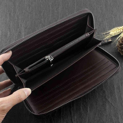Handmade Grim Reaper Wallet Purse, Eco Leather, 8 x 4.3 in, Brown/Gold - American Legend Rider