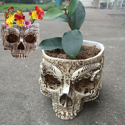 skull pots for plants Handmade Human Skull Flower Pot, Eco-Friendly Resin, 6.3 x 4.9 x 3.8 In