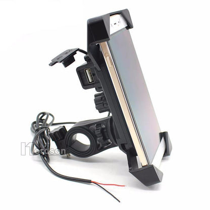 Motorcycle Phone Mount Holder with USB Charger Port, 3.5-7" Screen Fit, Universal for 7/8" Handlebar - American Legend Rider