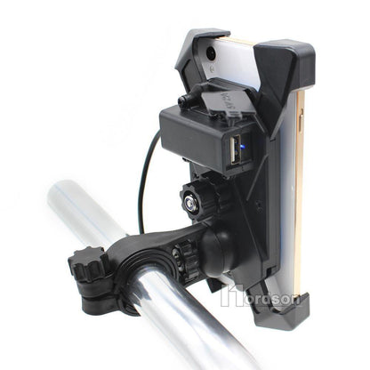 Motorcycle Phone Mount Holder with USB Charger Port, 3.5-7" Screen Fit, Universal for 7/8" Handlebar - American Legend Rider