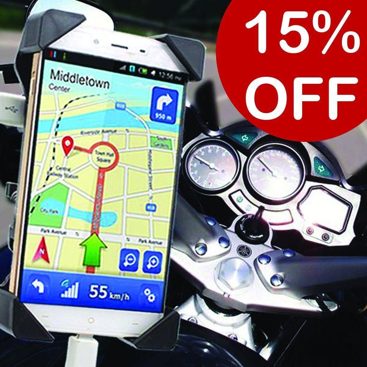 Motorcycle Phone Mount Holder with USB Charger Port, 3.5-7" Screen Fit, Universal for 7/8" Handlebar - American Legend Rider