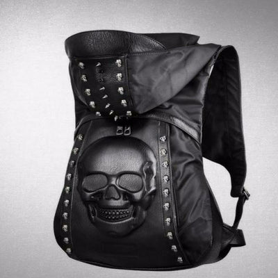 A black 3D Skull Backpack Hoodie.
