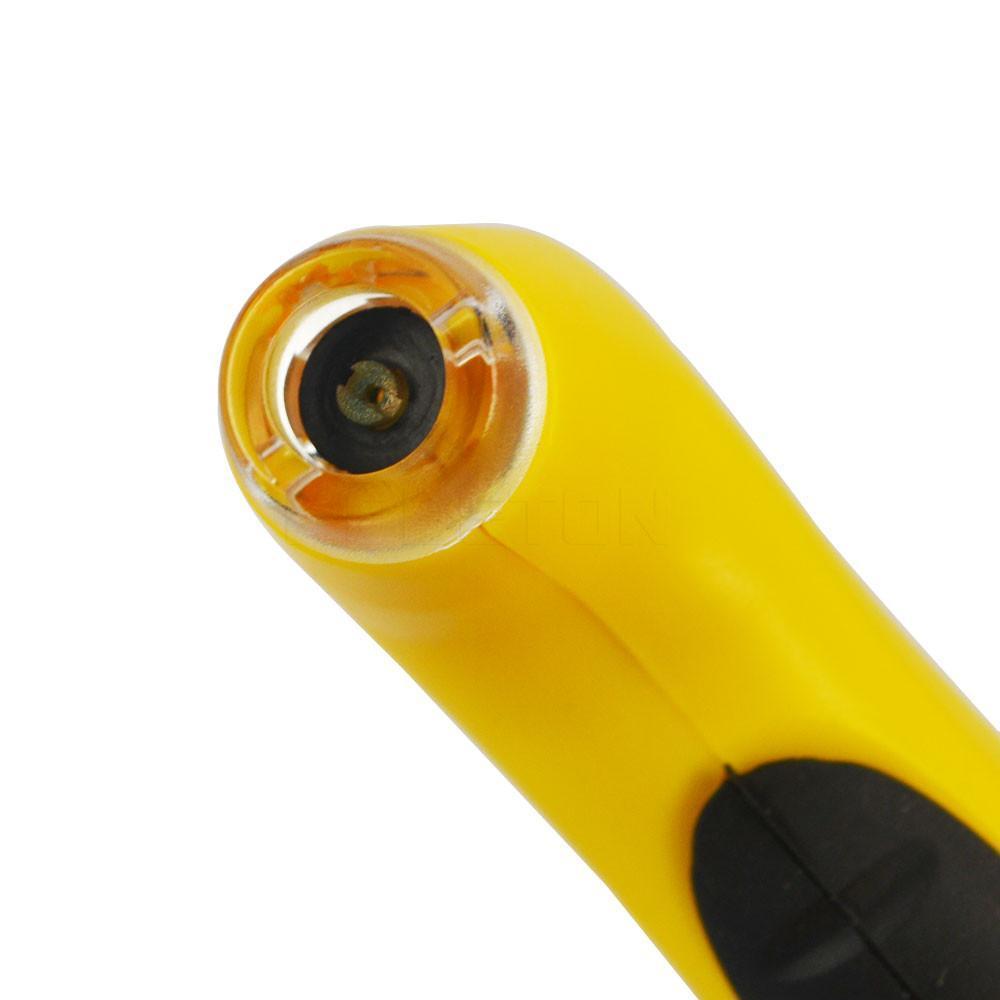 A yellow Tire Pressure Tester with a black handle and a yellow handle.