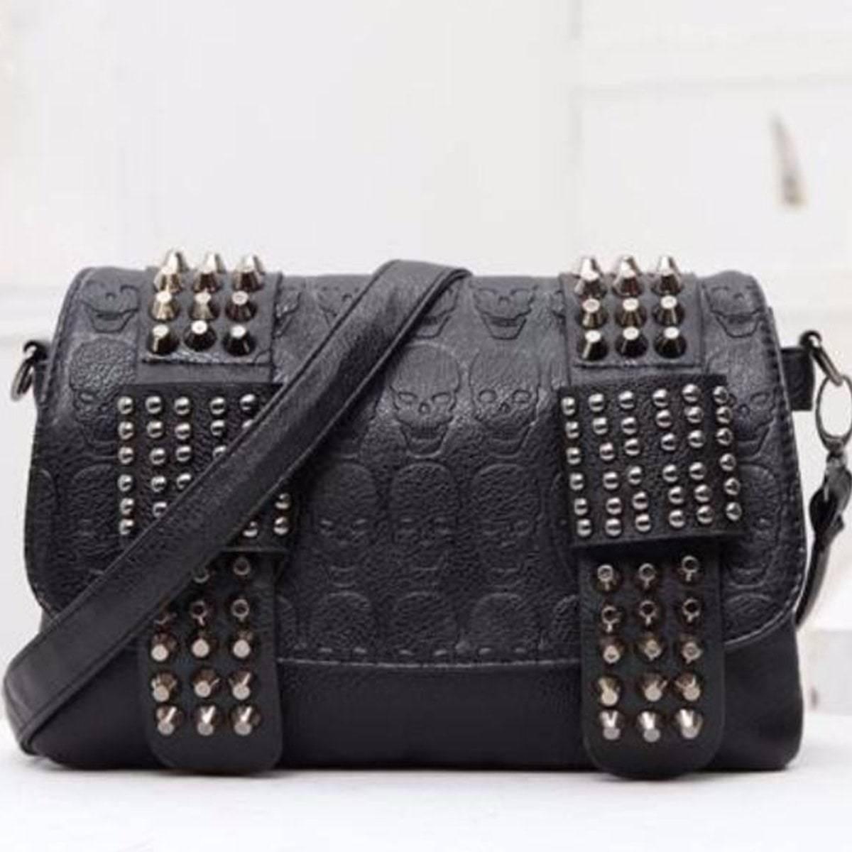 Women's Vintage Skull Studded Rivet Shoulder Bag w/ Free