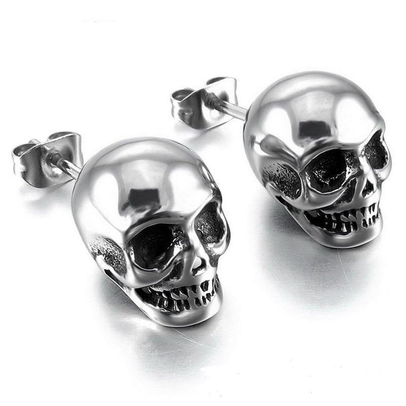 Silver Rock Skull Earrings