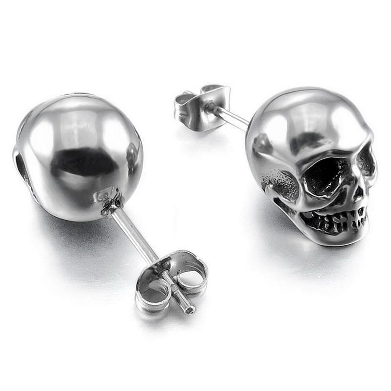 Silver Rock Skull Stud Earrings - American Legend Rider