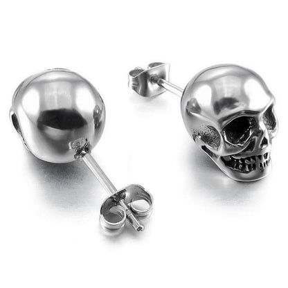 Silver Rock Skull Stud Earrings - American Legend Rider