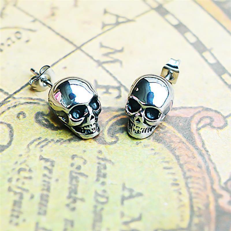 Silver Rock Skull Stud Earrings - American Legend Rider