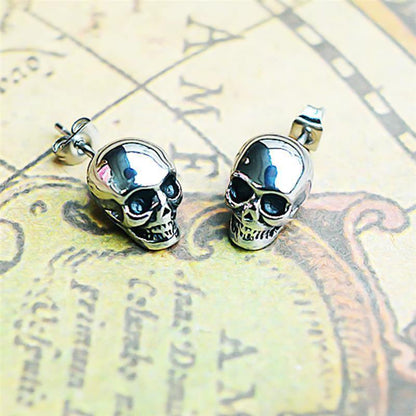 Silver Rock Skull Stud Earrings - American Legend Rider