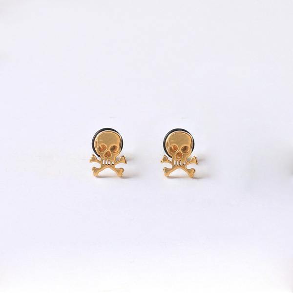 Titanium Rock Pirate Skull Screw Back Stud Earrings - American Legend Rider