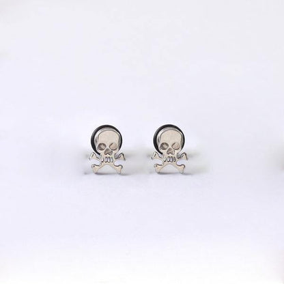 Titanium Rock Pirate Skull Screw Back Stud Earrings - American Legend Rider