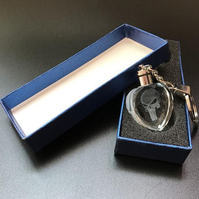 KEYRING VALLAD RYDE ROMANCE シルバー The Punisher LED Key Ring, Crystal/Silver-Plated Zinc Alloy