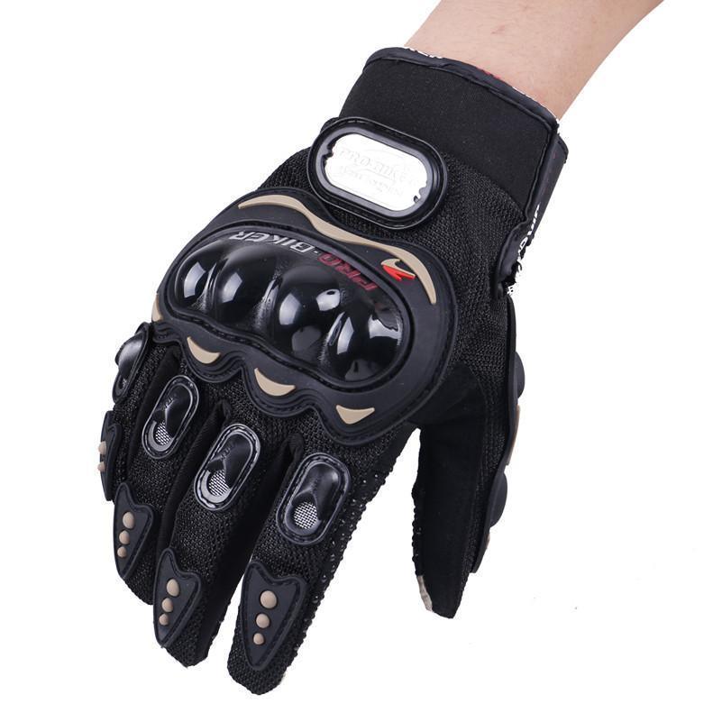 A pair of Alr™ Pro-Biker Series Waterproof Motorcycle Gloves with a black leather palm.