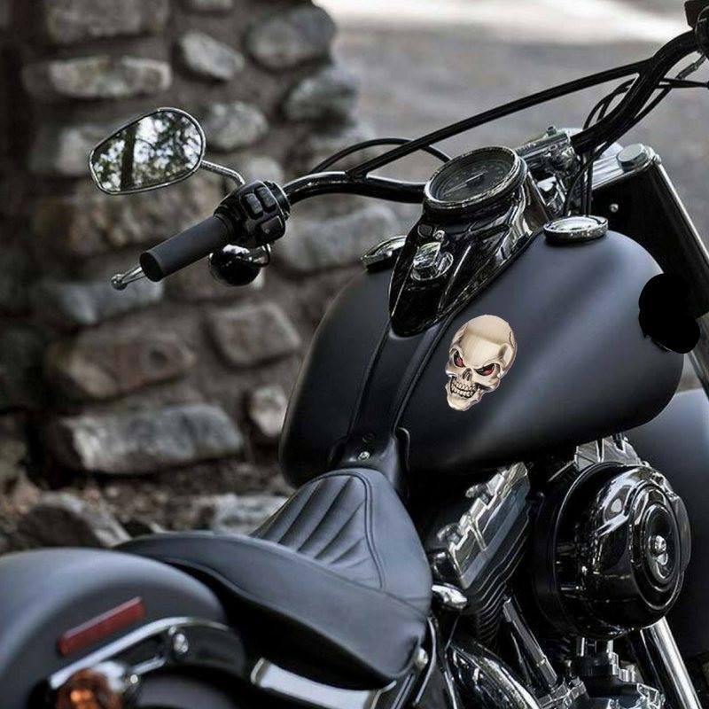 3D Skull Metal Sticker, Zinc Alloy, 2 x 1.3 in - American Legend Rider