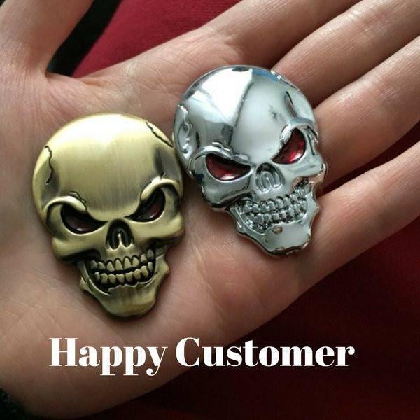 3D Skull Metal Sticker, Zinc Alloy, 2 x 1.3 in - American Legend Rider