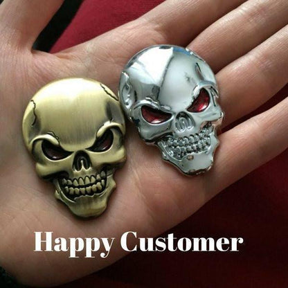 3D Skull Metal Sticker, Zinc Alloy, 2 x 1.3 in - American Legend Rider