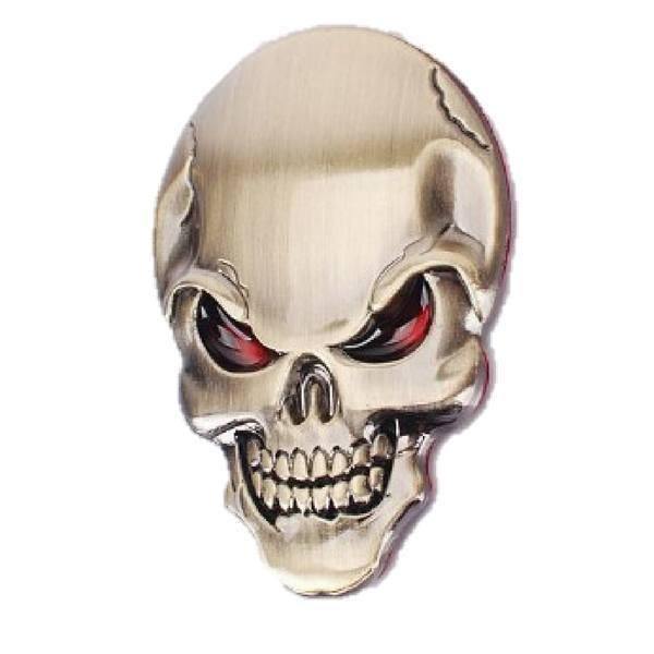 3D Skull Metal Sticker, Zinc Alloy, 2 x 1.3 in - American Legend Rider