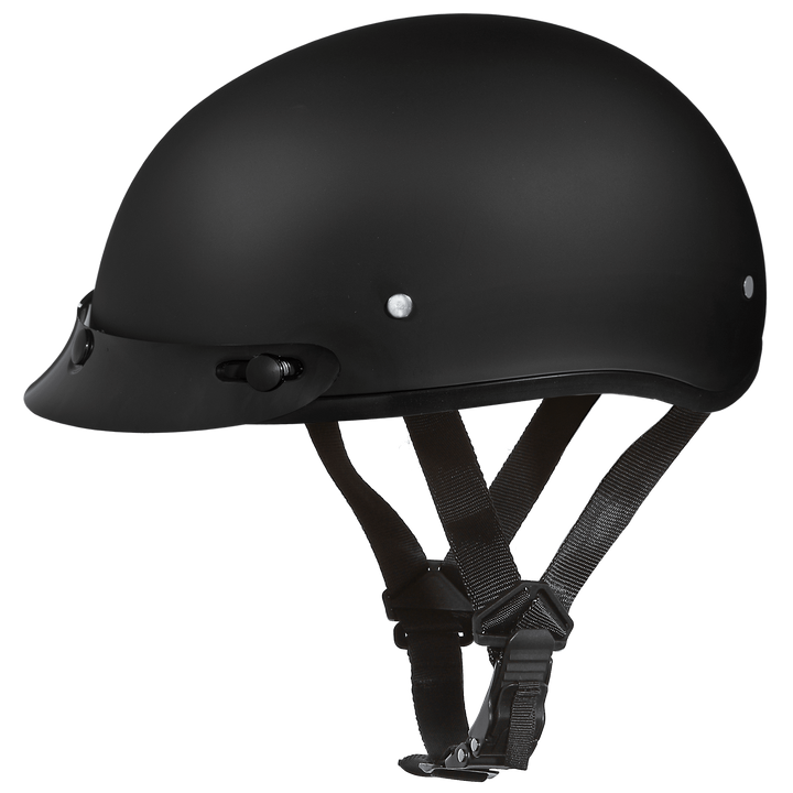 Daytona D.O.T. Skull Cap Motorcycle Half Helmet w/ Visor, Dull Black