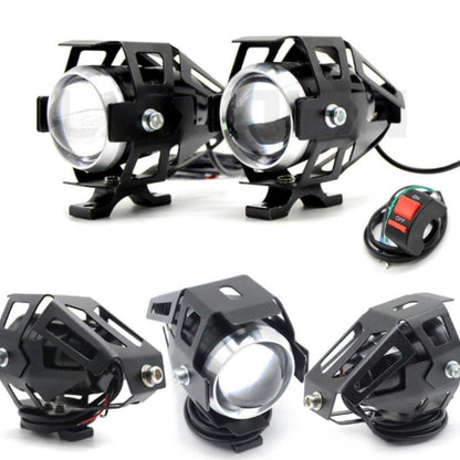 Motorcycle 2pcs 5" LED Front Fog Lights Spotlights with Switch, 3 Modes Flash/Dimmed/Full, 125W, White Color Light - American Legend Rider