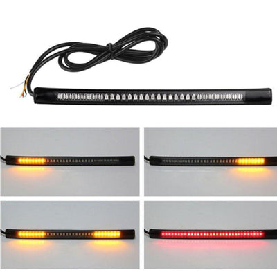 Universal Motorcycle 48 Led Lights Bar Strip, Tail Brake Stop/Turn Signal/License Plate Light (Red, Amber Color) - American Legend Rider