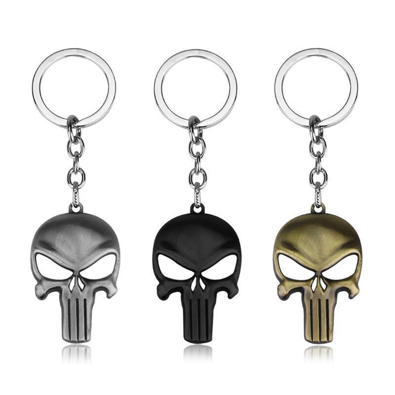 The Punisher Skull Keychain, Zinc Alloy, 1.6 x 2.4 in - American Legend Rider