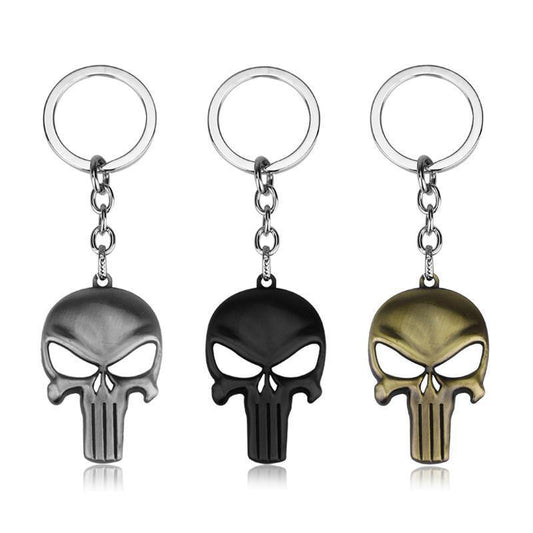 The Punisher Skull Keychain, Zinc Alloy, 1.6 x 2.4 in - American Legend Rider