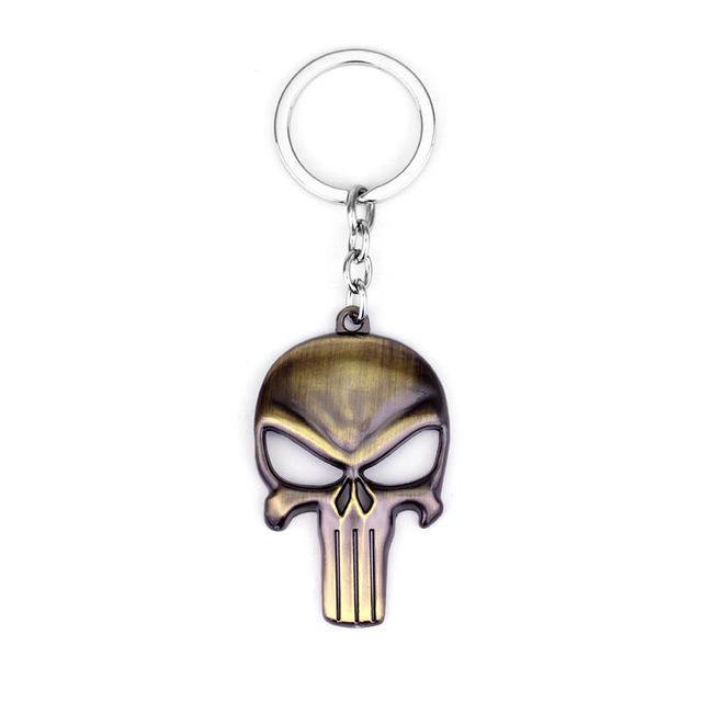 The Punisher Skull Keychain, Zinc Alloy, 1.6 x 2.4 in - American Legend Rider