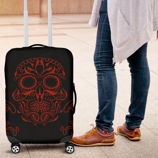 Bloody Skull Luggage Cover, Polyester/Spandex, Black with Red Skull Print - American Legend Rider