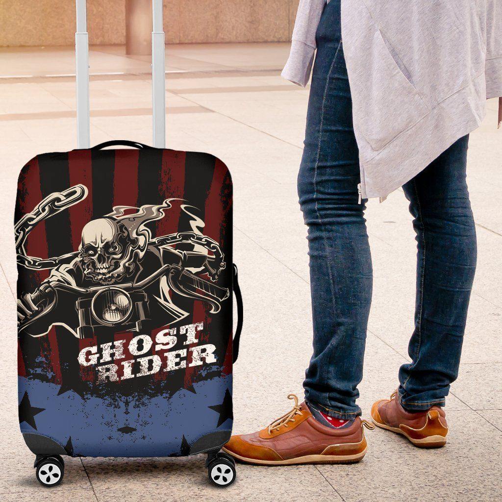 Ghost Rider Luggage Cover, Polyester/Spandex, Black/Blue/Red - American Legend Rider