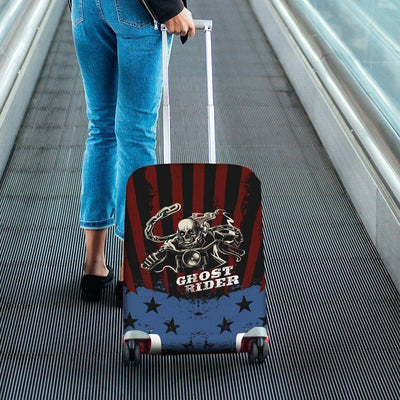 Ghost Rider Luggage Cover, Polyester/Spandex, Black/Blue/Red - American Legend Rider