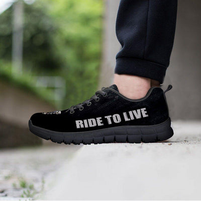 "Born To Ride" Sneakers for Him & Her, EVA Sole, Mesh Fabric, Black - American Legend Rider