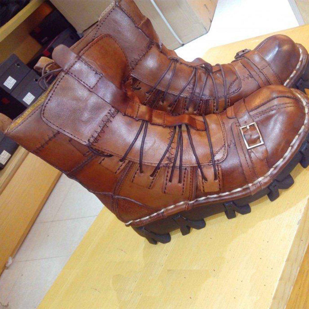 Badass Handmade Leather Boots, Size US 7-13.5, Brown, Black - American Legend Rider