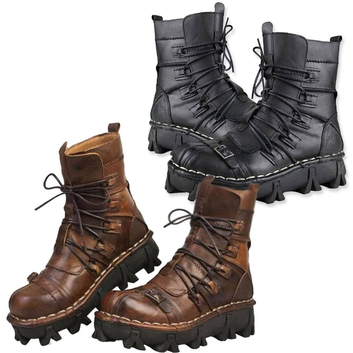 Badass Handmade Leather Boots, Size US 7-13.5, Brown, Black - American Legend Rider