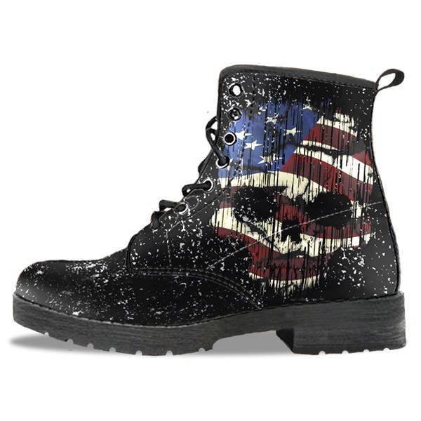 Shredded Skull American Flag Boots for Him & Her, Black - American Legend Rider