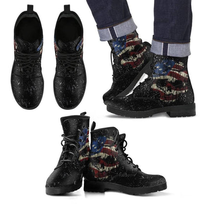 Shredded Skull American Flag Boots for Him & Her, Black - American Legend Rider