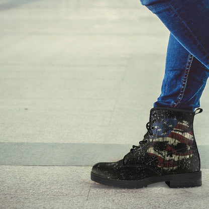 Shredded Skull American Flag Boots for Him & Her, Black - American Legend Rider