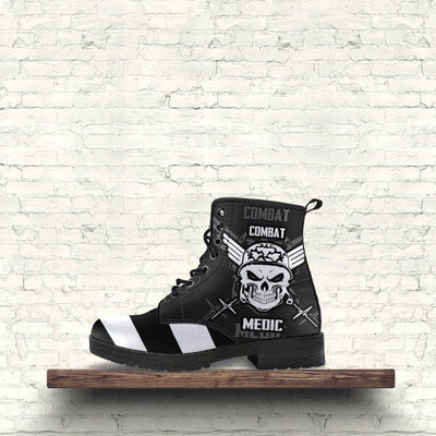 Stripey Skull Leather Boots - American Legend Rider