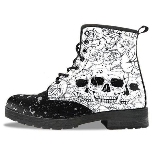 Vintage Floral Skull Boots - American Legend Rider