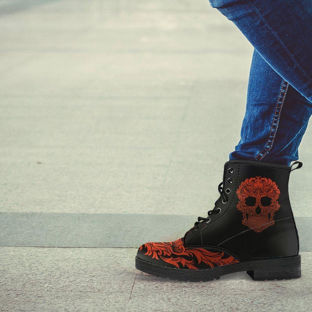 Bloody Skull Boots, Vegan-Friendly Leather, Black/Red - American Legend Rider