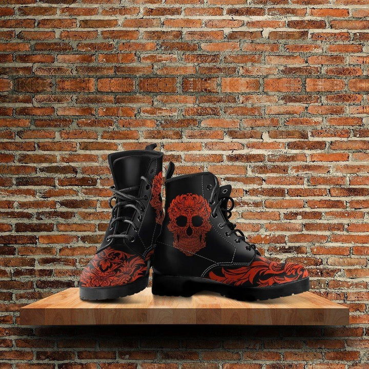 Men's Bloody Skull Boots, Vegan-Friendly Leather, Black/Red Men's Bloody Skull Boots, Vegan-Friendly Leather, Black/Red